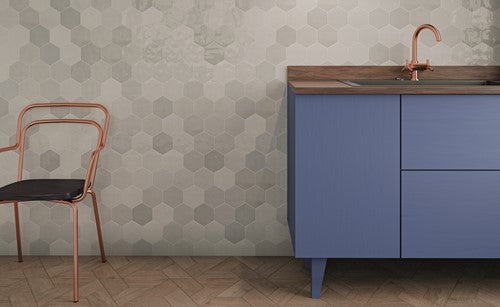 Wow Zellige Hexa wandtegel Grey glans 10,8 x 12,4 cm