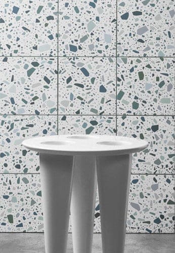 Quintessenza Confetti Bianco vloer- en wandtegel Petrolio 18,6 x 18,6 cm