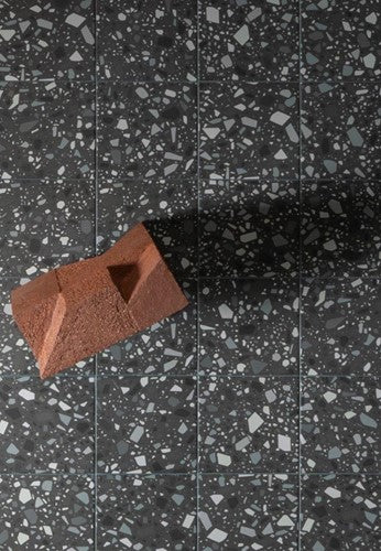 Quintessenza Confetti Nero vloer- en wandtegel Petrolio 18,6 x 18,6 cm