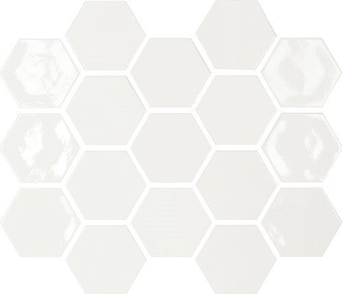 Memories Dawn White Crackled hexagon wandtegel 12 x 13 cm