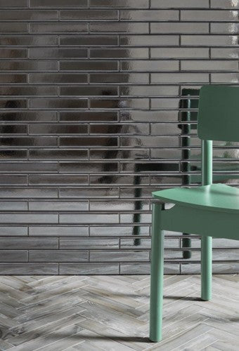 Quintessenza Tinte wandtegel Acciaio Lucido glans 5 x 25 cm metallic