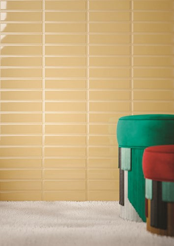 Quintessenza Dintorni wandtegel Ocra Lucido glans 7,5 x 30 cm
