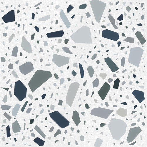 Quintessenza Confetti Bianco vloer- en wandtegel Petrolio 18,6 x 18,6 cm