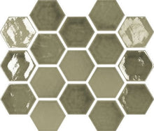 Afbeelding in Gallery-weergave laden, Memories Dawn Victorian Green Crackled hexagon wandtegel 12 x 13 cm
