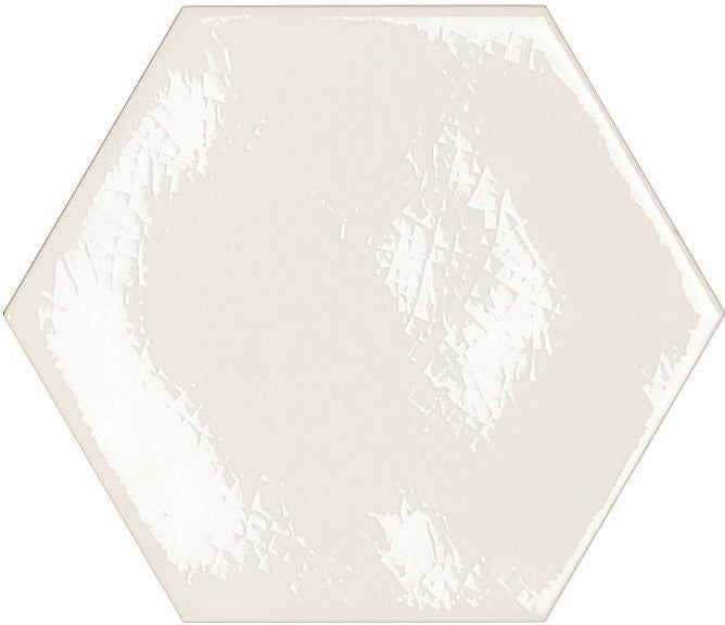 Memories Dawn White Crackled hexagon wandtegel 12 x 13 cm
