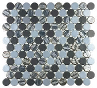 V.P. Aqua Black Blend Circle Mosaico 25 x 25 mm