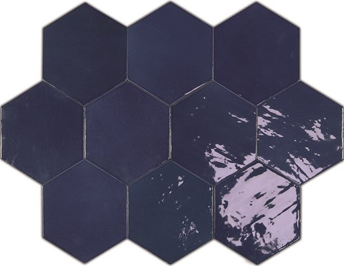 Wow Zellige Hexa wandtegel Cobalt glans 10,8 x 12,4 cm