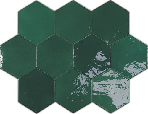 Wow Zellige Hexa wandtegel Emerald glans 10,8 x 12,4 cm