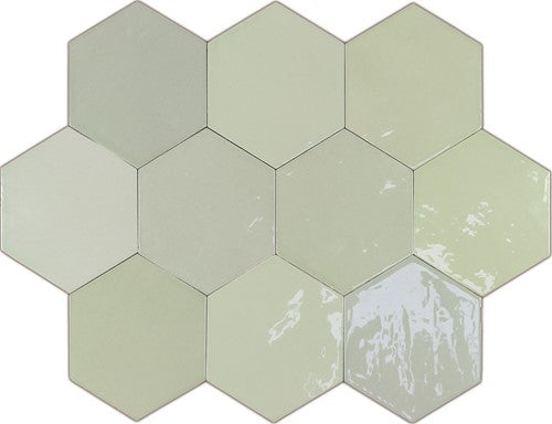 Wow Zellige Hexa wandtegel Mint glans 10,8 x 12,4 cm