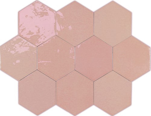 Wow Zellige Hexa wandtegel Pink glans 10,8 x 12,4 cm