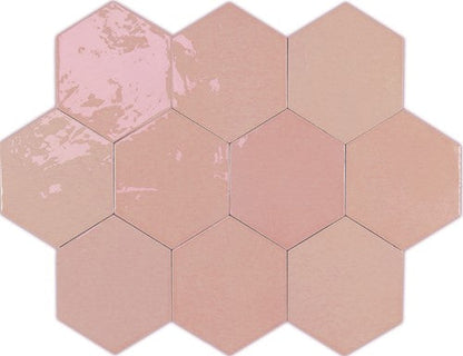 Wow Zellige Hexa wandtegel Pink glans 10,8 x 12,4 cm