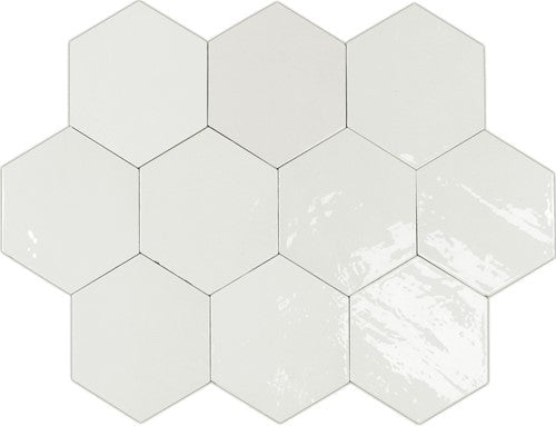 Wow Zellige Hexa wandtegel White glans 10,8 x 12,4 cm